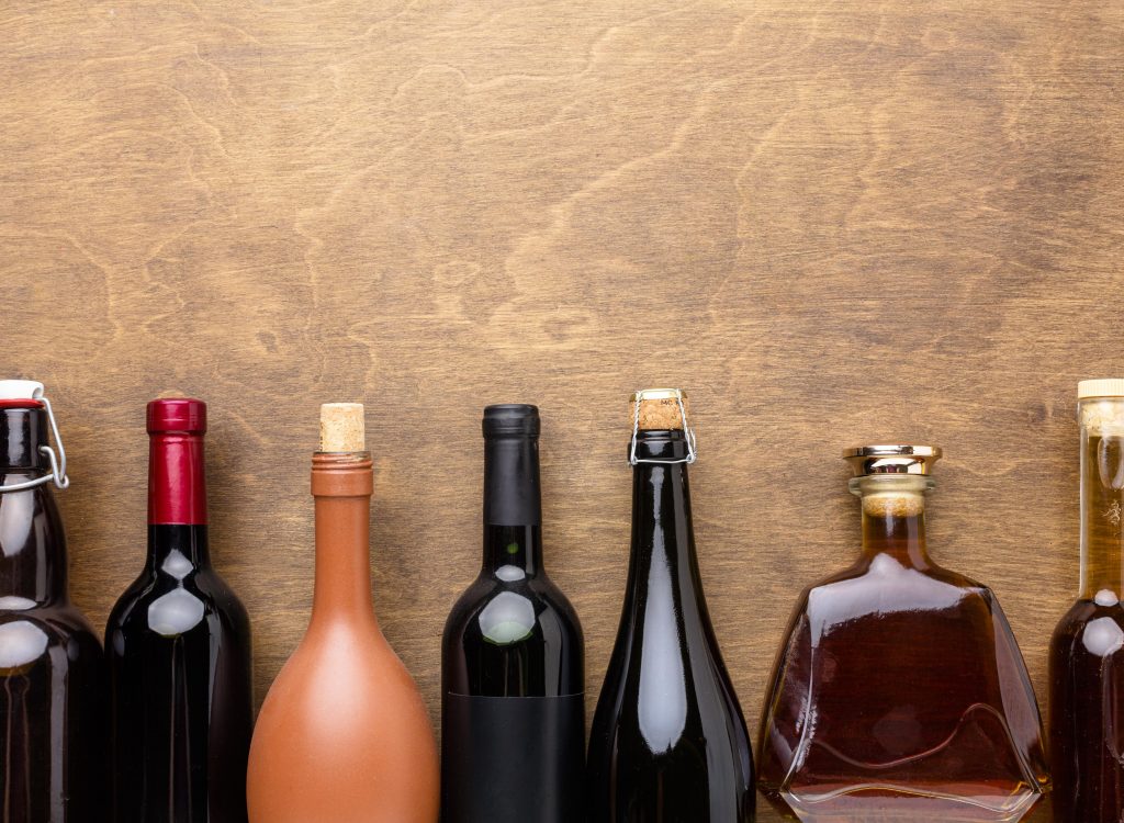 an image of alcohol bottles to imply the effects of alcohol to the body