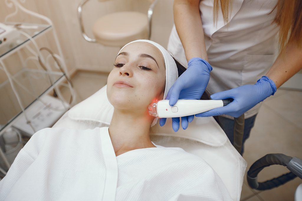 woman having laser as an anti-aging regimen