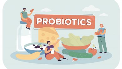 Probiotics: Types and Benefits of The Most Researched Probiotics and How to Choose the Best for Yourself? 8 Tiny people on probiotics diet vector illustration
