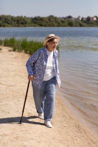 senior woman traveler summer