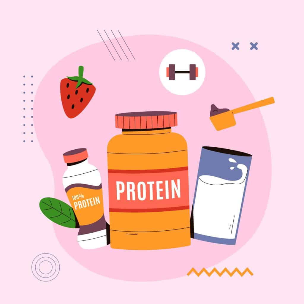Protein Powders. Can Everybody Have Them? Benefits, Safety and Considerations. 2 protein illustration